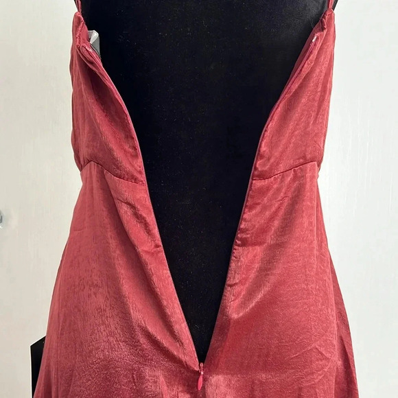Lulu's Constantine Burgundy Satin Maxi Dress Sexy Formal Long Size S NWT - Picture 11 of 16